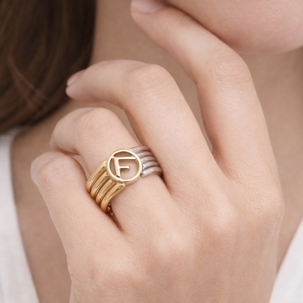 F is Fendi Two-Tone Band Ring